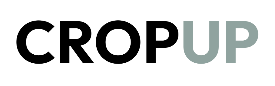 Logo Cropup avec crop écrit en noir et up en vert