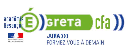 Logo bleu et vert du Greta du Jura - Académie de Besançon